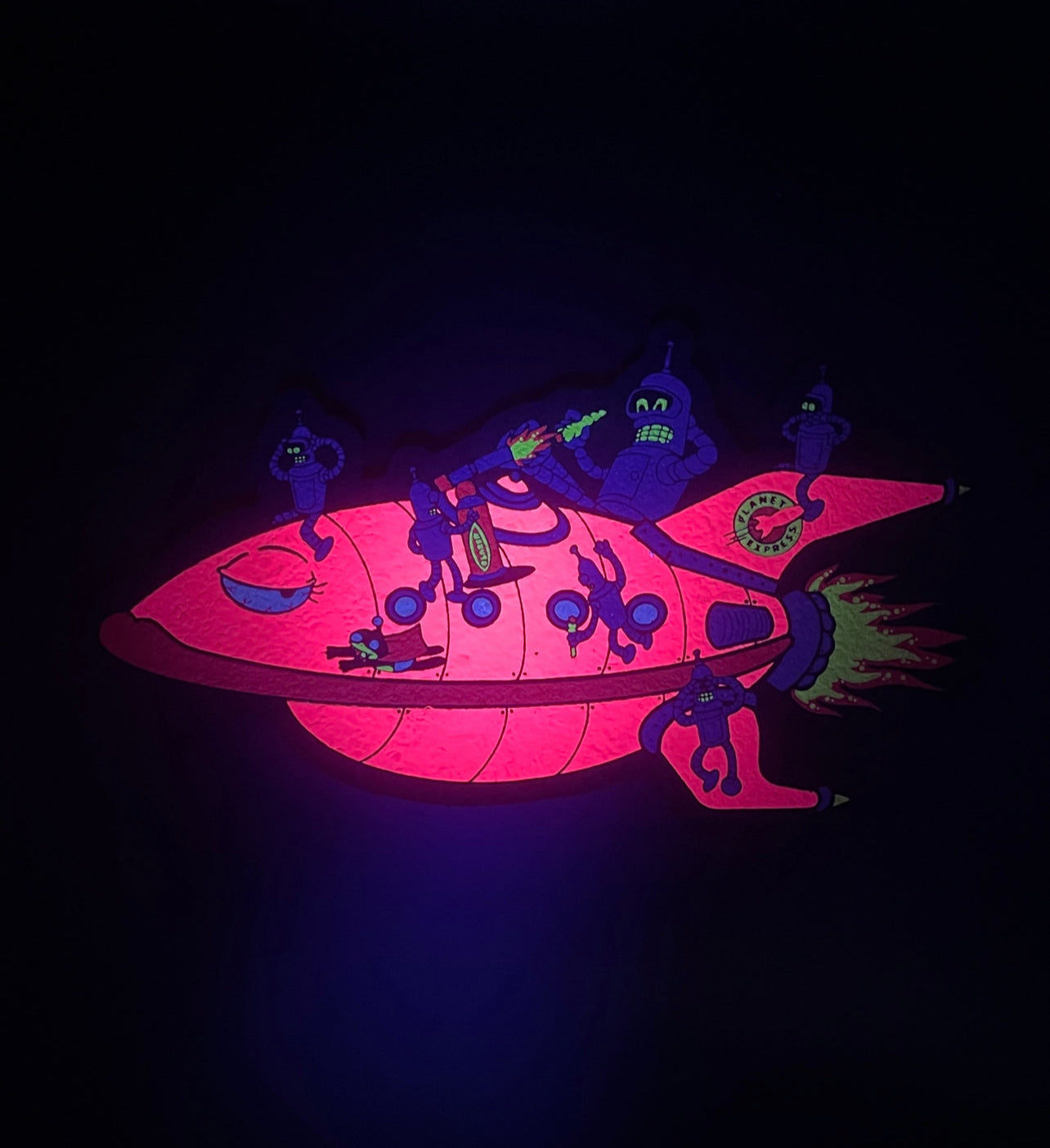 Hippie Hussle X Dark Mountain Cult Futurama Bender & Pink Spaceship Moodmat