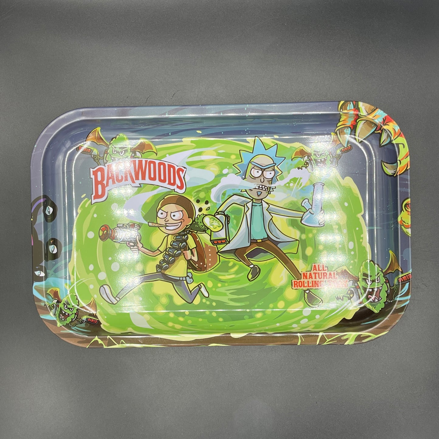 Backwoods Medium Rick & Morty Out The Portal Metal Tray