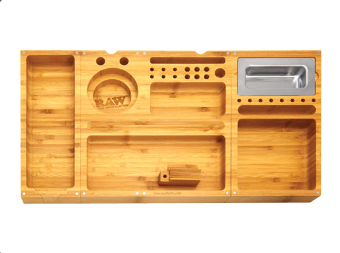 Raw Wooden Triple Flip Tray