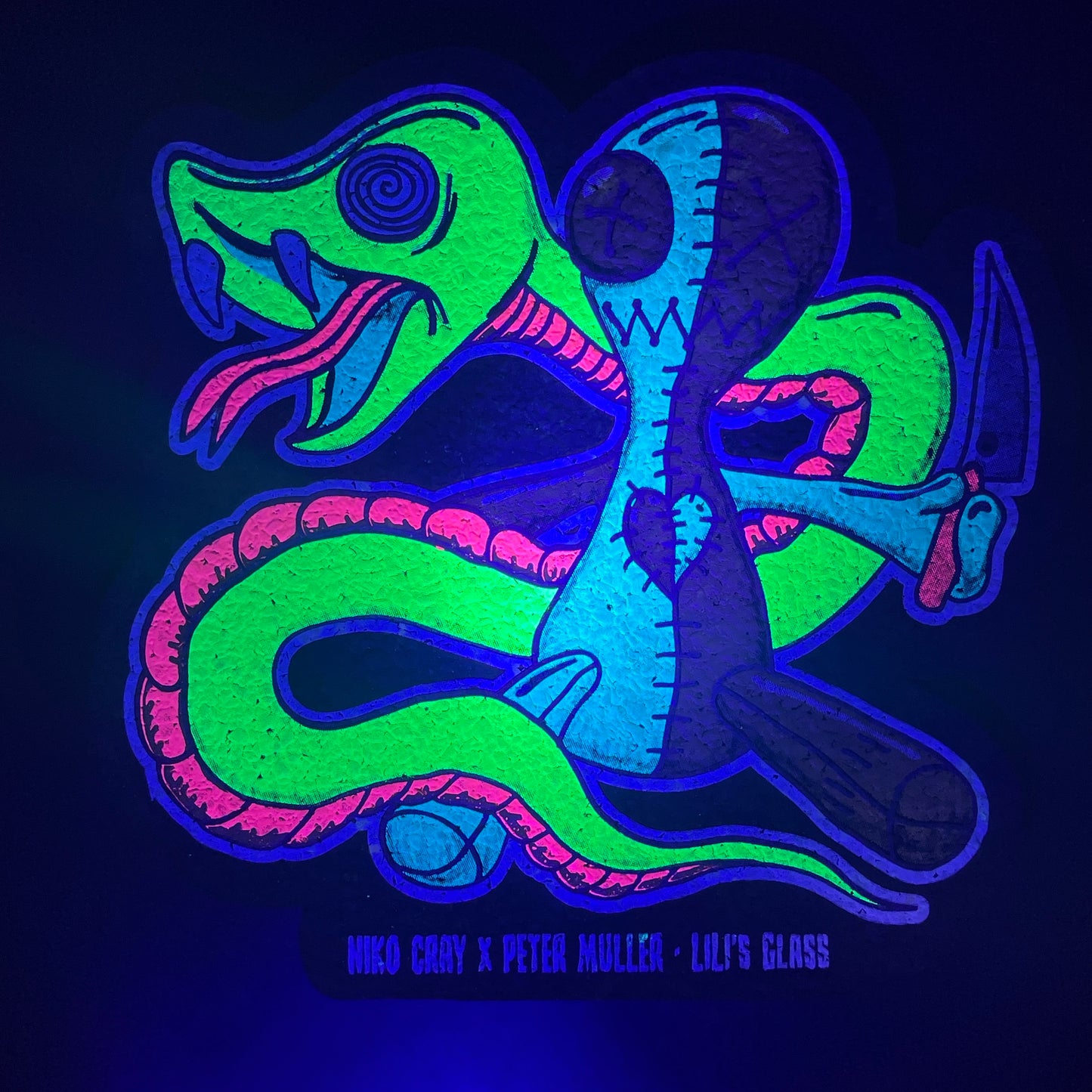Niko Cray X Muller Glass X Lili’s Glass Purple & Green Snake Moodmat