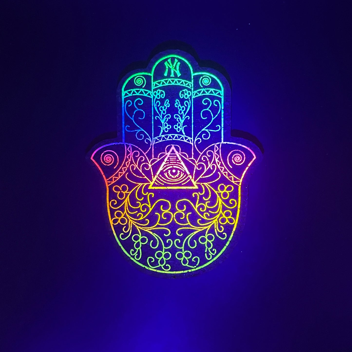 Illuminati Rainbow Fade Hamsa Hand Moodmat