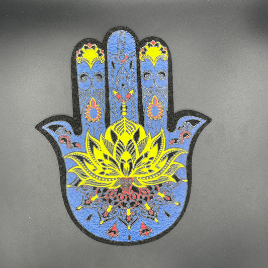 East Coasters Blue & Yellow Hamsa Hand Mat