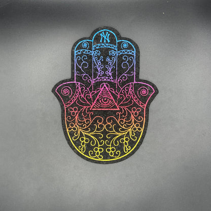 Illuminati Blue-Pink-Yellow Hamsa Hand Moodmat