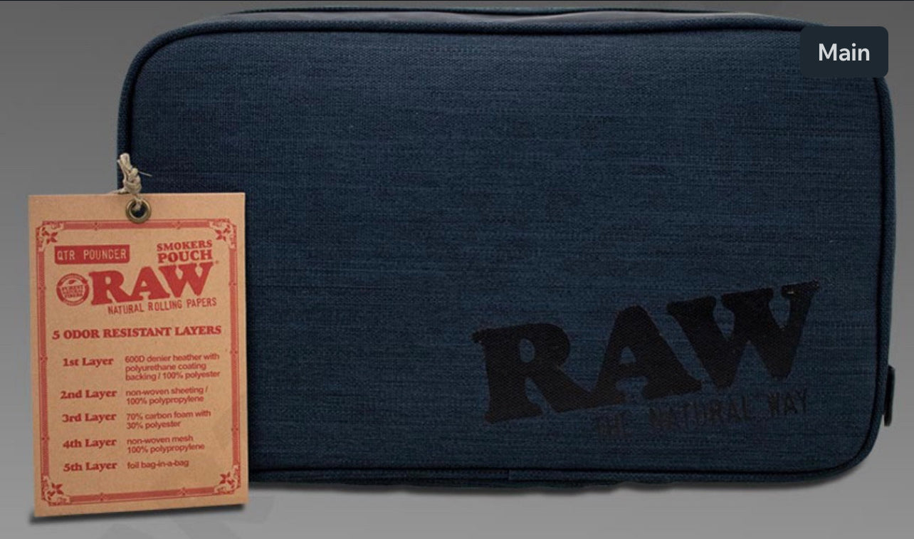 Raw Qtr Pounder Smell Proof Smokers Pouch