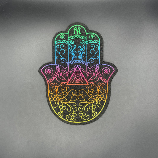 Illuminati Rainbow Fade Hamsa Hand Moodmat