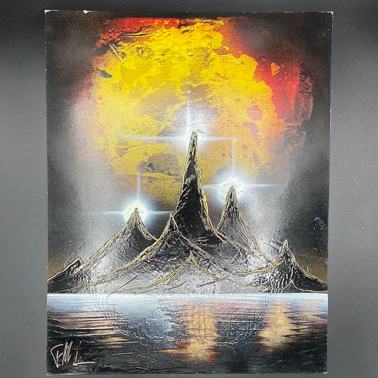 Spray Paint Art Brown Mountains