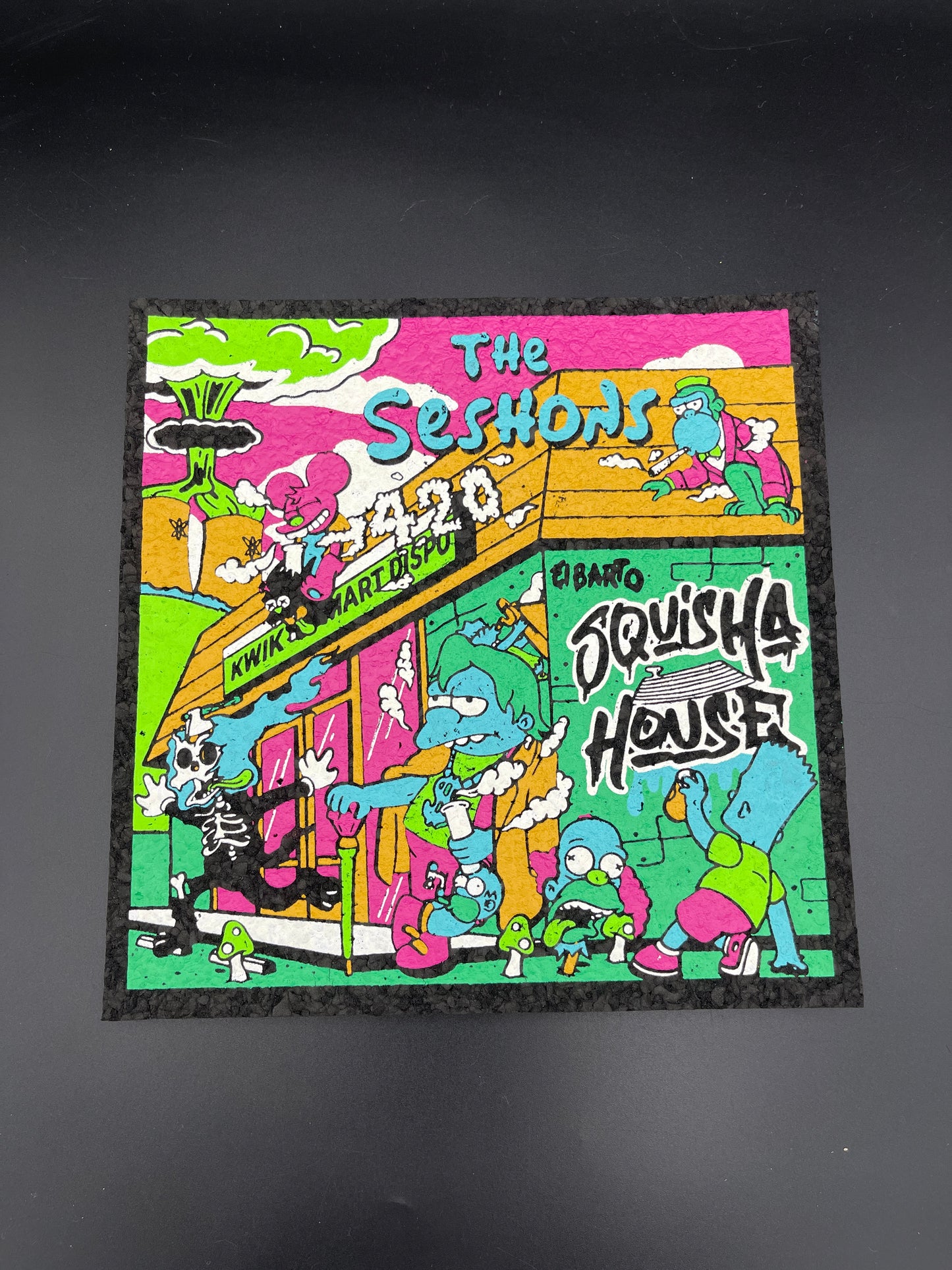 Hippie Hussle X 74Lands X The Seshons X Squisha House Green Kwik-Mart Moodmat