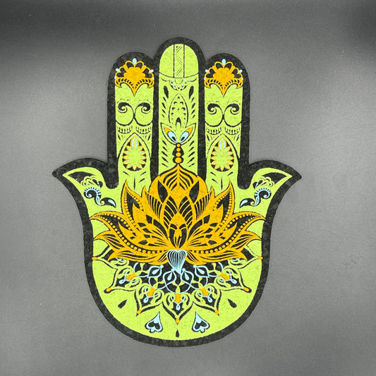 East Coasters Green & Yellow Hamsa Hand Mat