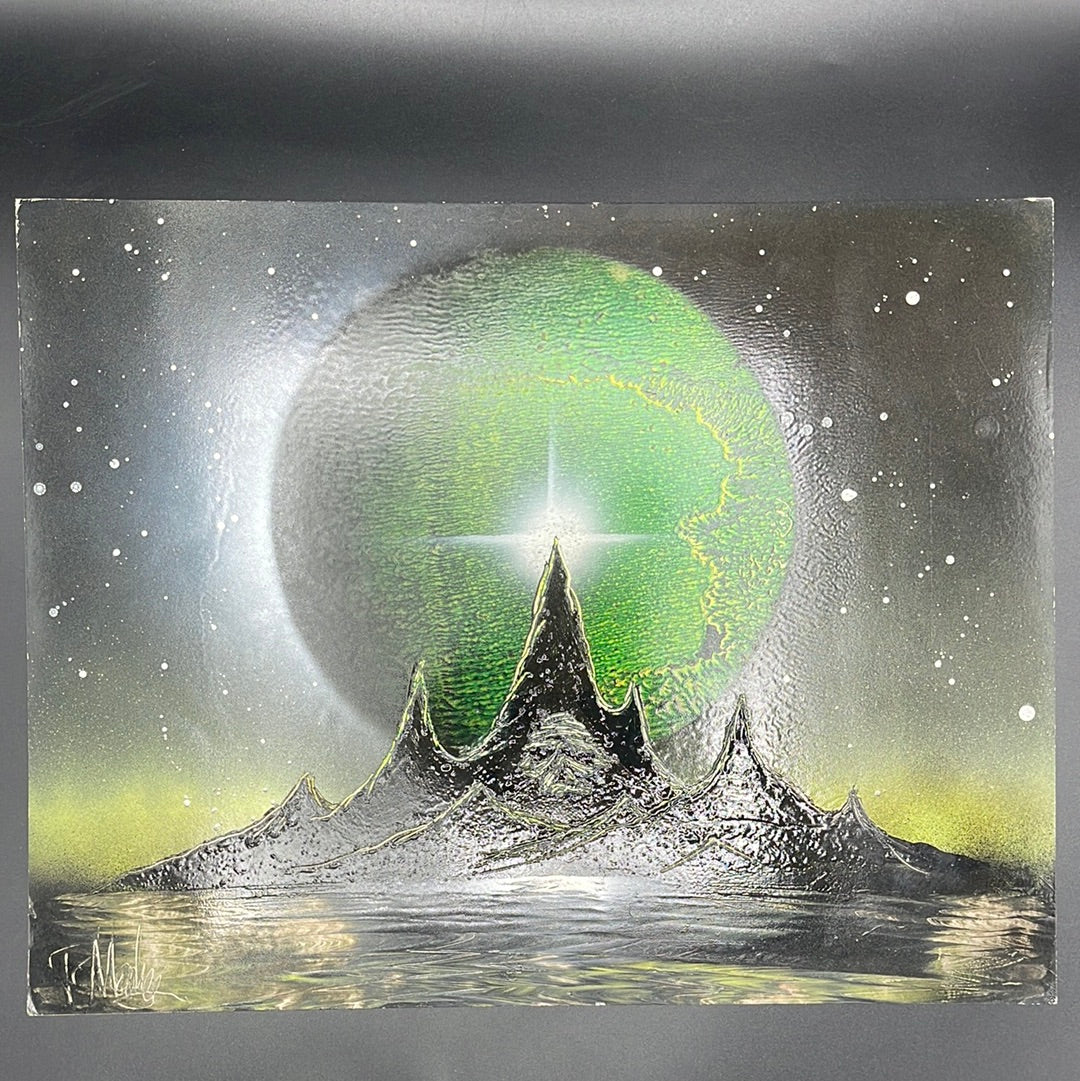 Spray Paint Art Green Mountains