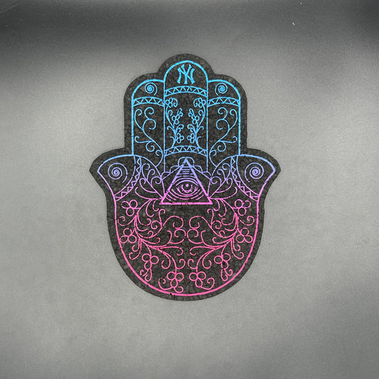 Illuminati Blue-Pink Fade Hamsa Hand Moodmat