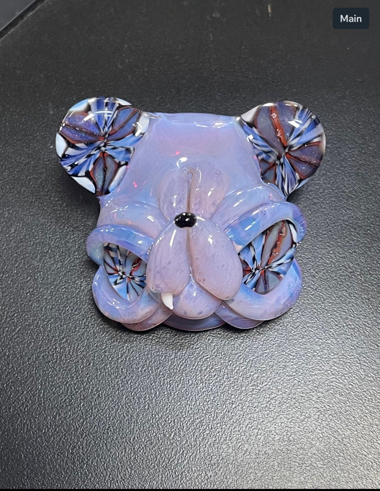 Casto Purple Bear Pendant W/ Matching Marble