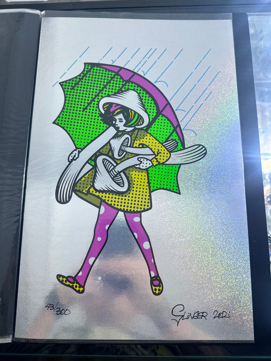 Slinger Neon Mushroom Girl Foil Print