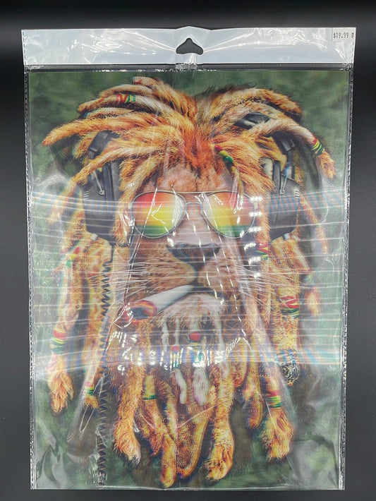 3D Rasta Lion Flat Print