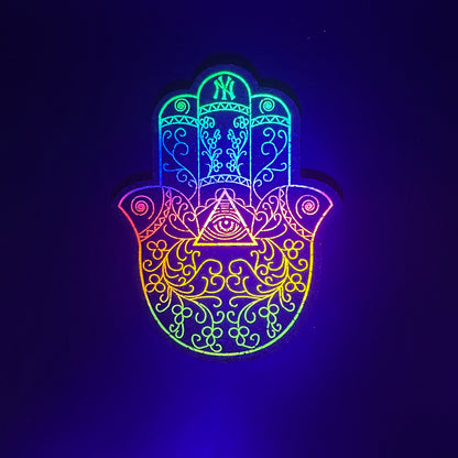 Illuminati Rainbow Fade Hamsa Hand Moodmat